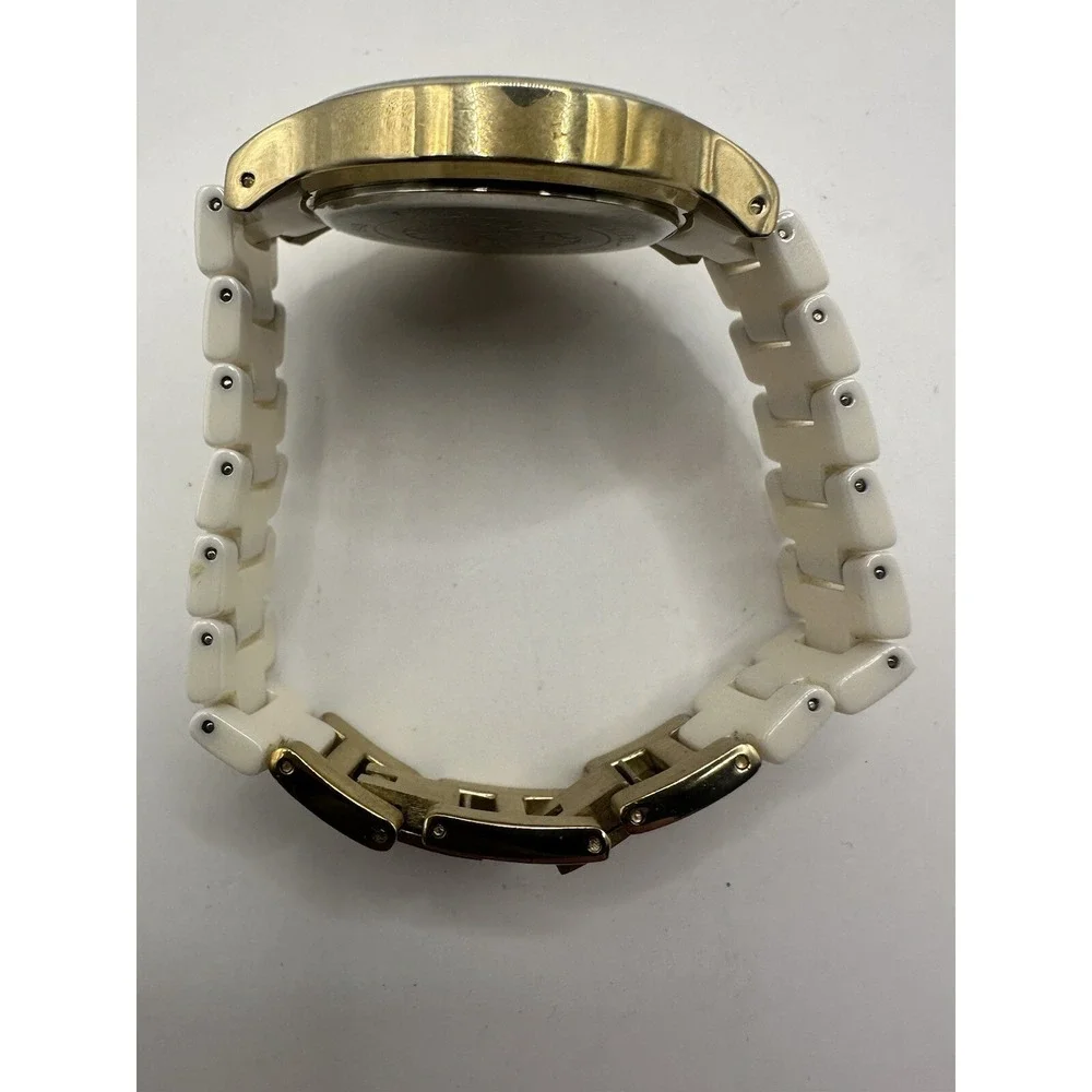 Anne Klein Womens‎ New Battery Gold Tone Ceramic Ivory 36MM 7.5